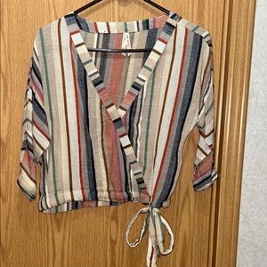 Girl Krazy Multicolor Striped Wrap Blouse